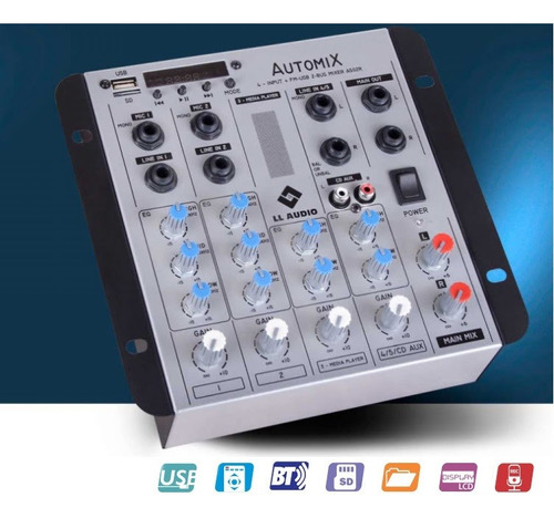 Mesa De Som Lláudio Automix A502rbt 5 Canais Com Bluetooth