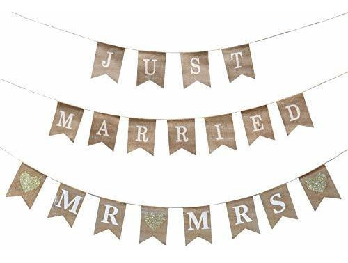 Mandala Crafts Just Married Banner Bandera Mr And Mrs Banner