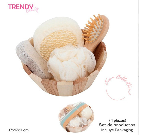 Set Belleza Esponjas Y Cepillo De Baño Trendy Spa 5 Piezas