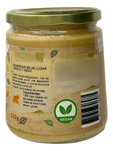 Mantequilla De Maní 500gr Positiv Sin Aditivos, Sin Azúcar