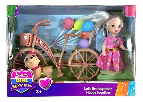 Muñeca Con Bicicleta Y Perrito Juguete Para Niña