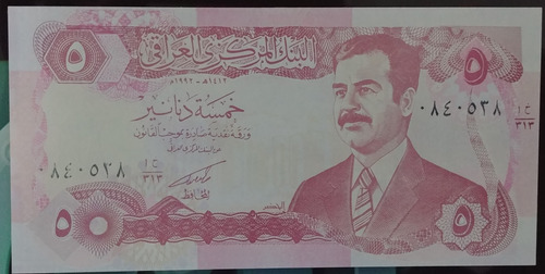 Dos Billetes Irak Presidente Sadam Husein 50 Y 5 Dinares.
