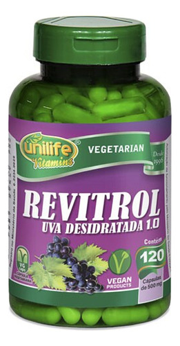 Revitrol Resveratrol Unilife 120 Cápsulas 500mg