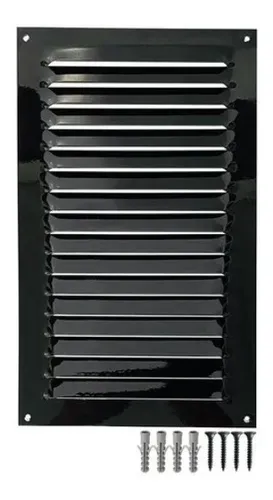 comprar Grade De Ventilação Retangular Preta De Alumínio 20x33 Cm
