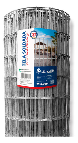 Tela Soldada Fio 1,90mm Galvanizada 25x2,00m São Jorge