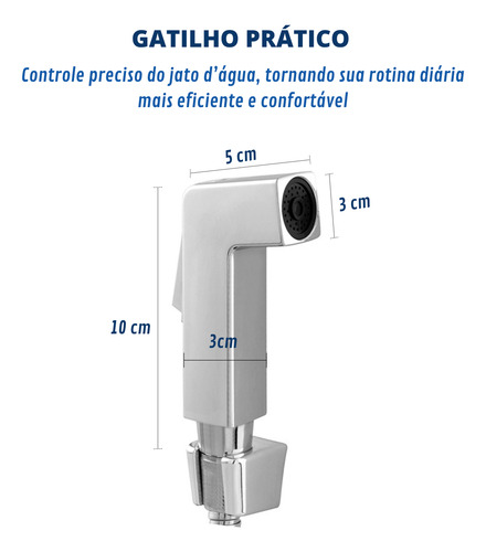 Ducha Higiênica Luxo Com Acionamento 1/4 Volta C65 Acabamento Fosco Cor Prateado
