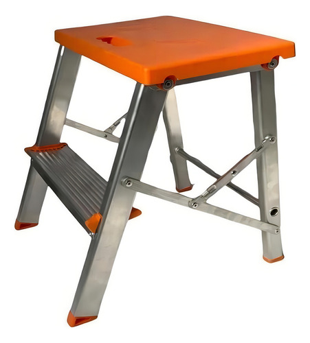 Escada 2 Degraus Banco Banquinho Alumínio Altura 43cm Cor Laranja