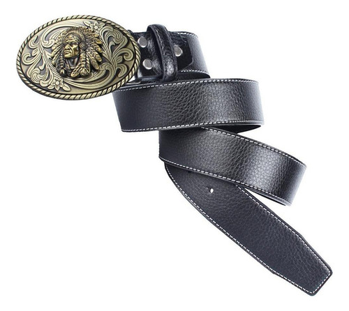 Cinturón De Material Cuero Con Hebilla Oval Retro Cinturón