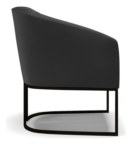 Poltrona Stella Corino Base Metálica Industrial Preto