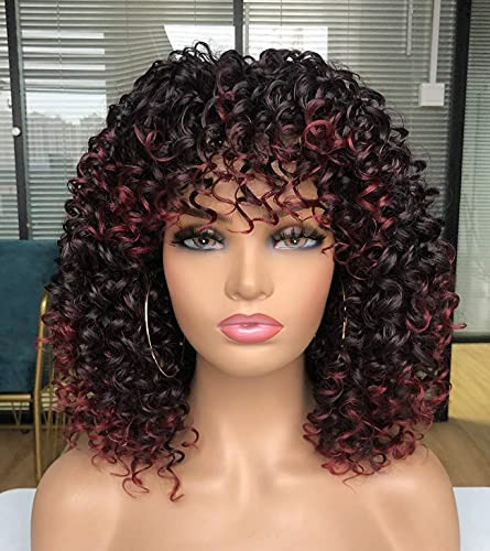 Prettiest Afro Curly Wigs Con Bangs Para Mujeres Kgbqm