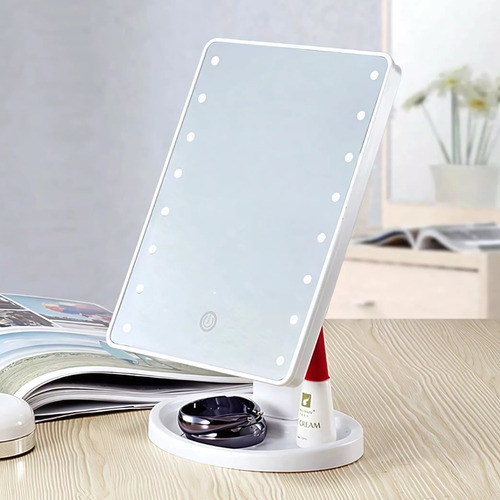 Espejo Maquillaje Luz Led Portátil Personal Base Mesa 360°
