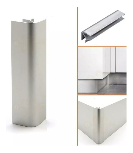 Esquinero P/ Union Zocalo Aluminio 15 Cm Mueble Cocina Anod