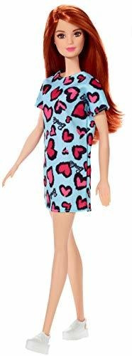 ? Muñeca Barbie, Pelo Rojo, Vestido Con Estampado 