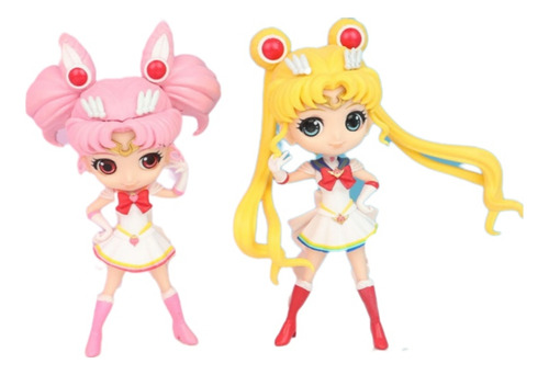 Set De 2 Figuras Sailor Moon Serena Chibi Moon 16 Cm