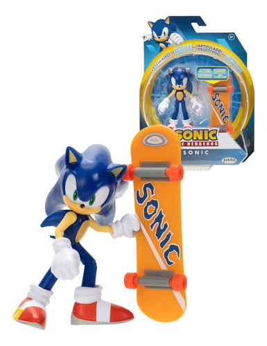 Sonic The Hedgehog Figura Con Skateboard 4 Pulgadas Wave 13