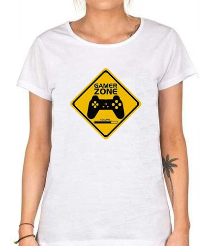 Remera De Mujer Señalizacion Zona Game Play Control