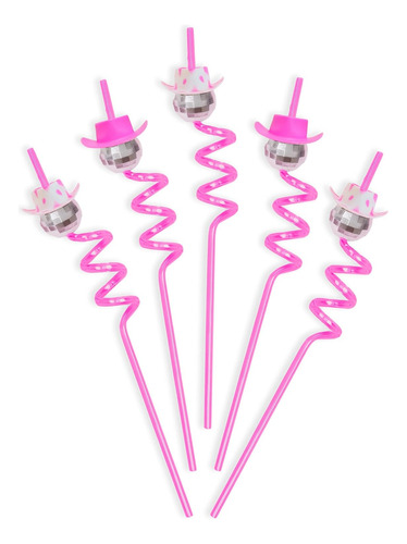 Juego De Pajitas En Espiral Reutilizables Rosa 12 Piezas