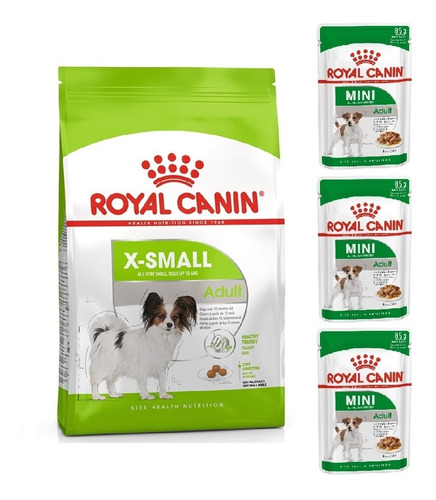 Kit Ração X-small Adult 1kg E 3 Sachês 85g Royal Canin