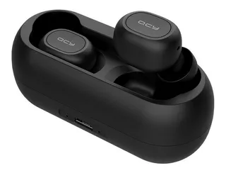 Audífonos in-ear inalámbricos QCY T1C negro con luz negro LED Bluetooth 5.0