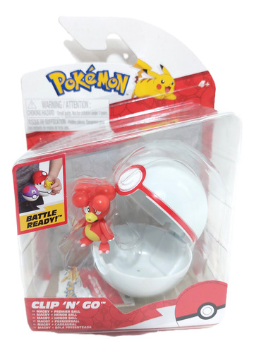Magby + Premier Ball - Clip 'n' Go - Figura Pokémon Jazwares (Usado)