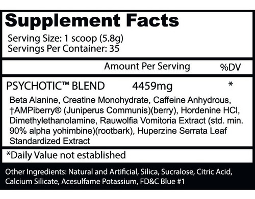 Suplemento en polvo Insane Labz Psychotic psychotic blend sabor cotton candy en pote de 212g