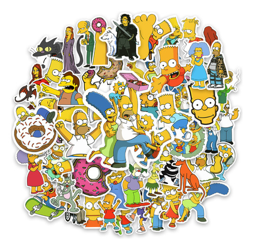 Kit 50 Adesivo Simpsons Homer Bart Marge Lisa Maggie Sticker