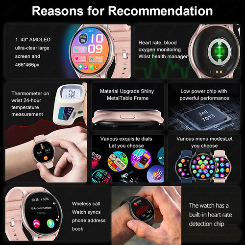 Smartwatch Mujer Ip68 Impermeable Bluetooth Para Huawei Ios