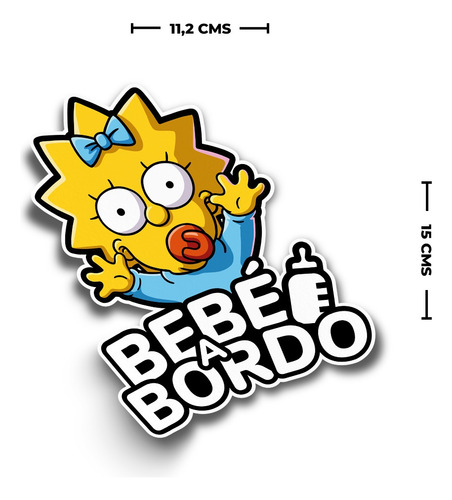 Sticker Bebe A Bordo Maggie Simpson Señal Logo Adhesivo 15cm