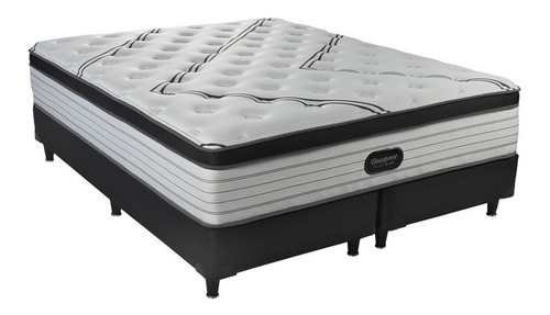 Sommier Europea Simmons Beautyrest Platinum King de 200cmx200cm  blanco y gris oscuro con base dividida