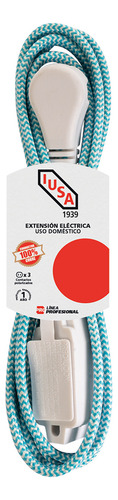 Extensión Eléctrica Trenzada Iusa Azul Con Blanco 16awg 5m Azul