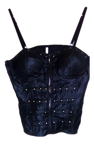 Blusa/top/corset Negro Cierre Frontal Marca Entry Talla L 