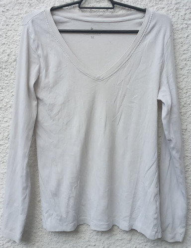 Remera Blanca Manga Larga Marfimo Talle M.