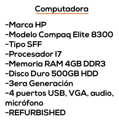 Imagen 3 de 9 de Computadora Hp Elite 8300 I7 500gb 4gb 3era Gen Bagc