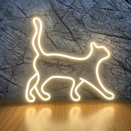 comprar Kamaleon Neon Led Gato placa luminaria neon led petshop 33x31cm cor branco quente 110V\u002F220V