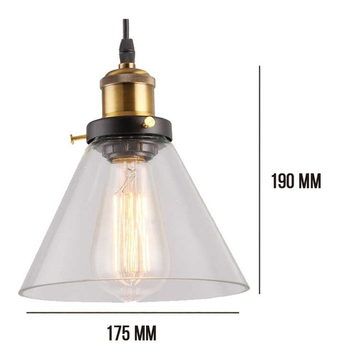 Imagen 2 de 3 de Colgante Lyris 1 Luz E27 Vintage Deco 220v Apto Led Vidrio