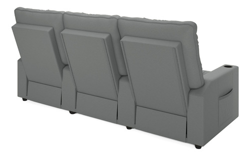 Poltrona Reclinável Para Cinema Parma 3l Baú Usb Pu Cor Cinza