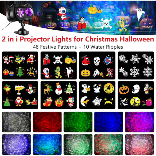 Anteqi Halloween Luces De Proyector De Navidad Aire Libre Negro