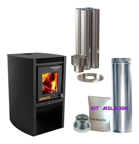 Calefactor Leña Doble Combustion Metavila 52mt2 Inst. Techo