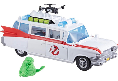 Auto Cazafantasmas Ghostbusters Ecto 1 Con Figura Slimer Color Blanco