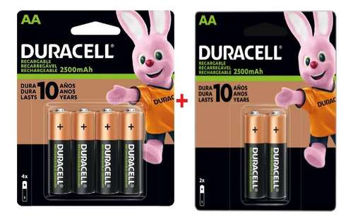 Duracell Recargable 6 Pilas Aa De 2500 Mah 1.2v