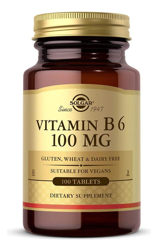 Solgar Vitamina B6 100 Mg 100 Tabletas Hecho En Usa
