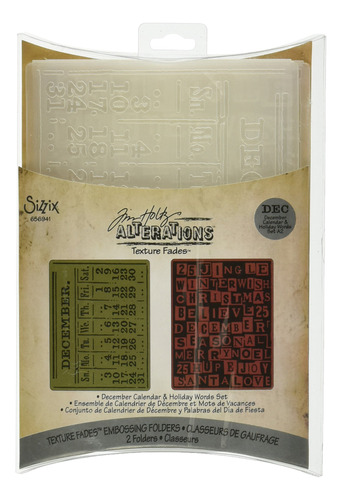 Sizzix Texture Fad  Carpeta Para Estampado 2pk Diciembre By