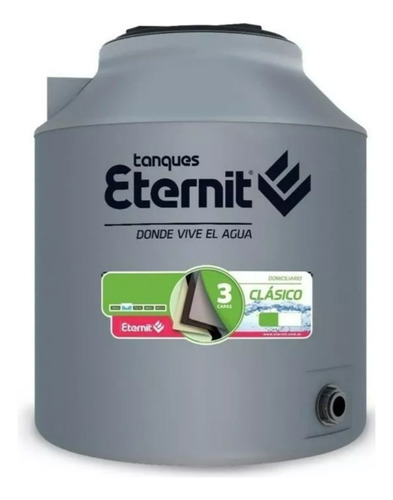 Tanque De Agua Eternit Clasico Tricapa 2500 Lts + Flotante Color Gris