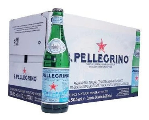 12x Água Mineral Italiana San Pellegrino C/ Gás 505ml