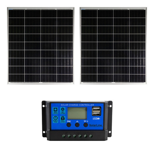 2x100wp Kit 2 X Paneles Solares 100wp Mono 5bb 200w + Reg20 