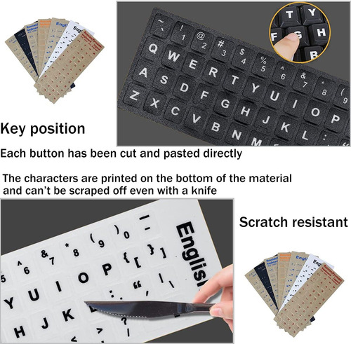 2 Pegatinas Para Teclado En Inglés, Pegatina De Repuesto Par