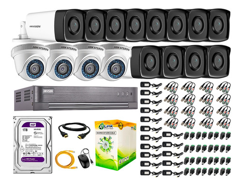 Kit 16 Cámaras Seguridad It3f Hikvision Full Hd 1tb | 40m Ir