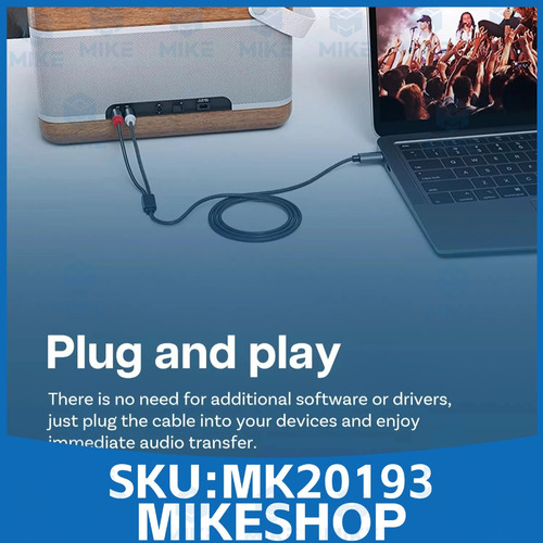 Cable Usb C A 2 Rca Stereo Audio Para Celulares Tablets Ipad