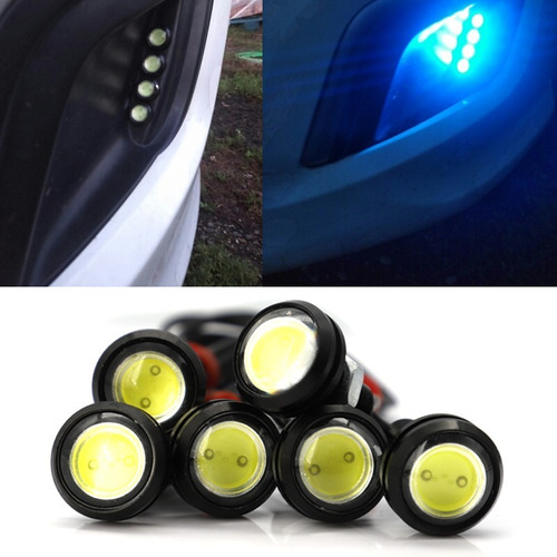 X6 Neblinero Led Ojo De Aguila 23mm Auto Moto 12v Azul