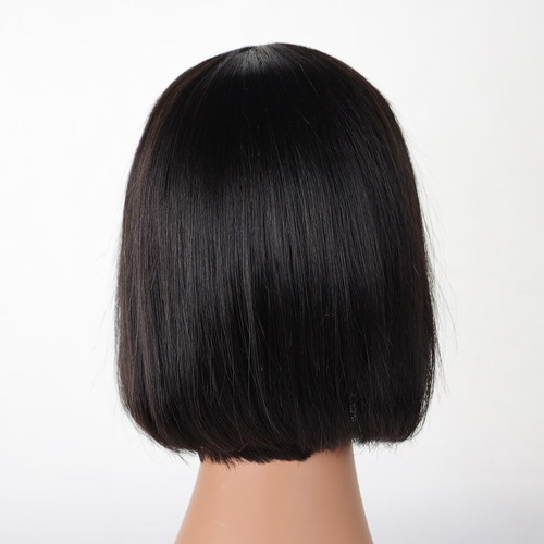 . Peluca De Cabello Humano Corto Bob Suave 25cm #1b R